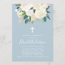 Dusty Blue Cross mit Cream Florals, Boy-Taufe