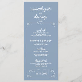 Dusty Blue Custom Color Wedding Menu Cards Menükarte