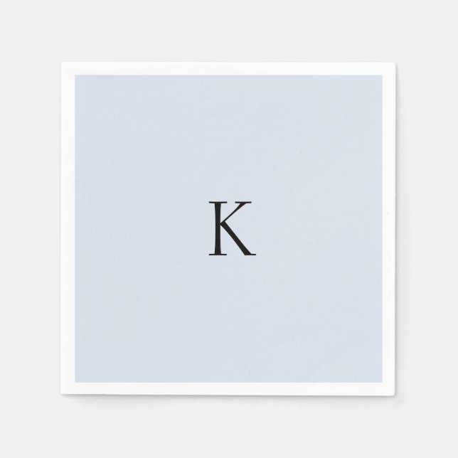 Dusty Blue Custom Initial Napkins Serviette (Vorderseite)