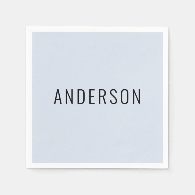 Dusty Blue Custom Nachname Paper Napkin Serviette (Vorderseite)