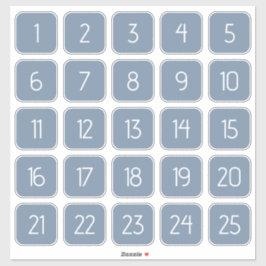 Dusty Blue Customizable Square Number Stickers Aufkleber