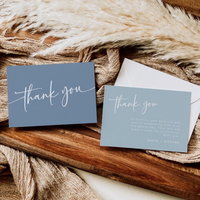 Dusty Blue Danky Card Moderner Minimalistischer Ju Dankeskarte (Von Creator hochgeladen)