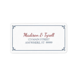 Dusty Blue & Dark Red Address Adressaufkleber