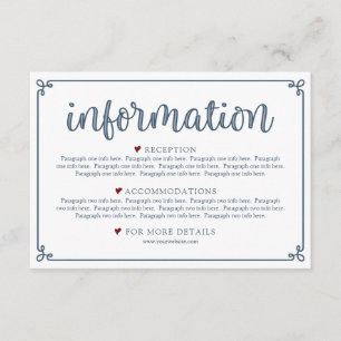 Dusty Blue & Dark Red Information Encryption Begleitkarte