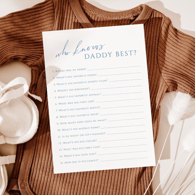 Dusty Blue, der Daddy Baby Shower Game Card kennt Einladung (Von Creator hochgeladen)