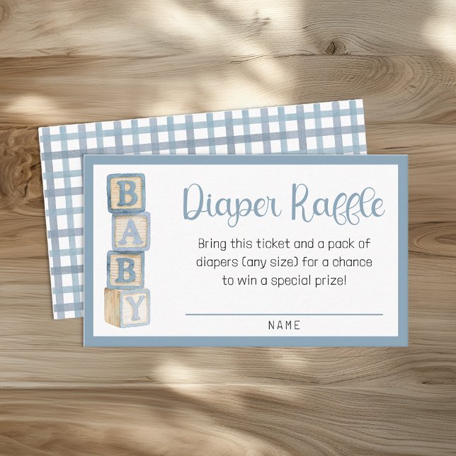 Dusty Blue Diaper Raffle Card | Baby Shower Insert (Diaper Raffle Card Insert)