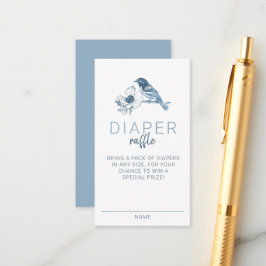 Dusty Blue Diaper Raffle Card - Blumenbaby-Dusche Begleitkarte