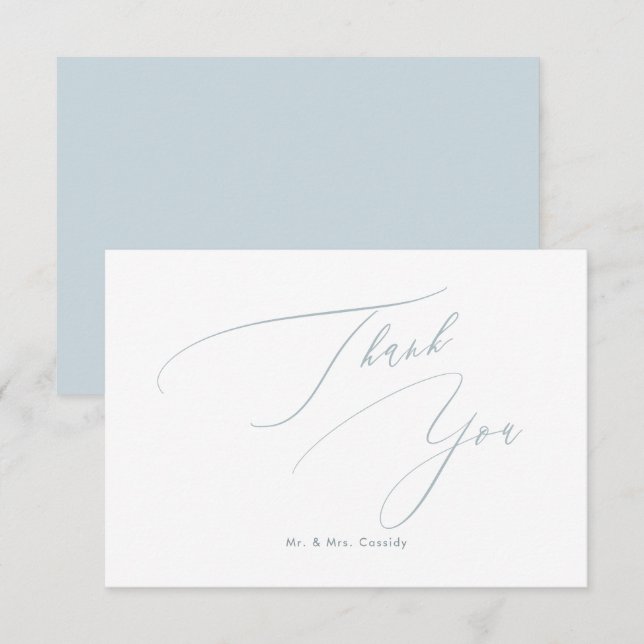Dusty Blue DIY-Farben Luxe Script Danke (Vorne/Hinten)