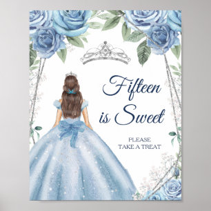 Dusty Blue Dress Quinceañera Cards & Geschenke Poster