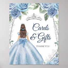 Dusty Blue Dress Quinceañera Cards & Geschenke Poster