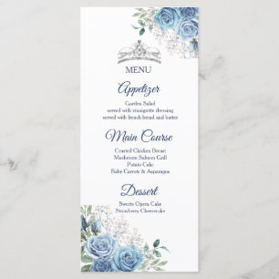 Dusty Blue Dress Quinceañera Menu Card Menükarte