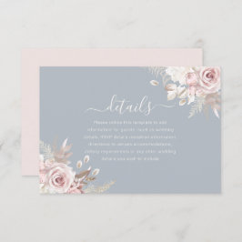 Dusty Blue Dusty Rose Blush Ivory Wedding Details Begleitkarte
