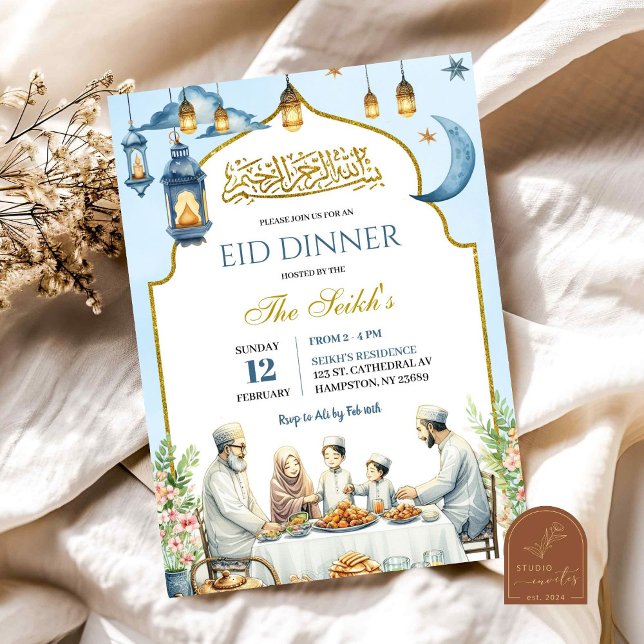 Dusty Blue Eid Ramadan Iftar Abendessen Islam Fami Einladung (Von Creator hochgeladen)