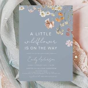 Dusty Blue eine kleine Wildblume Babydusche Einladung
