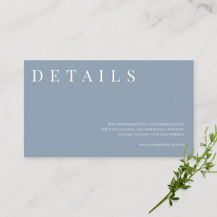 Dusty Blue einfache formelle Hochzeitdetails Begleitkarte