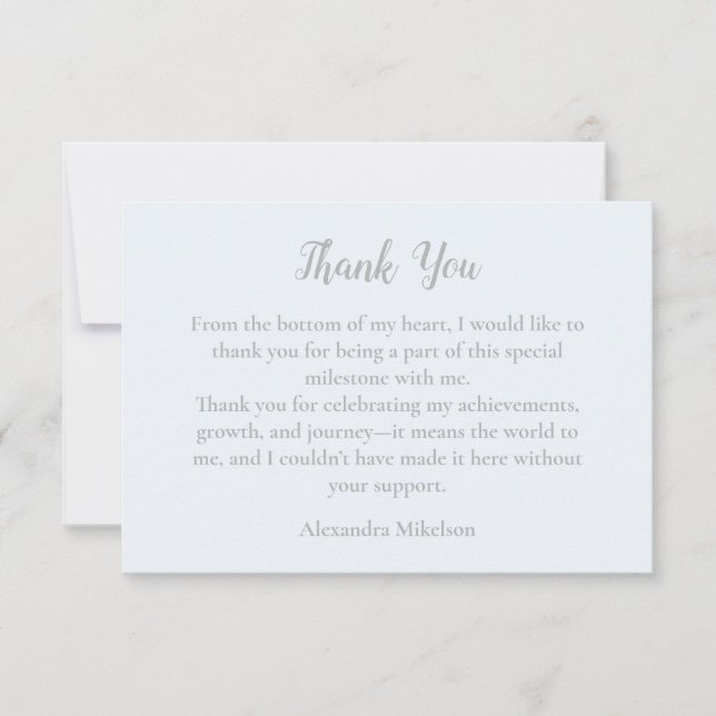 Dusty Blue Elegant 50 & Fabulous Birthday Dankeskarte (Vorderseite)