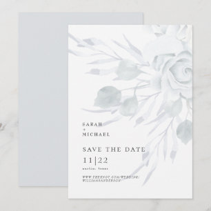 Dusty Blue Elegant Blumenhochzeit rettet das Datum Save The Date