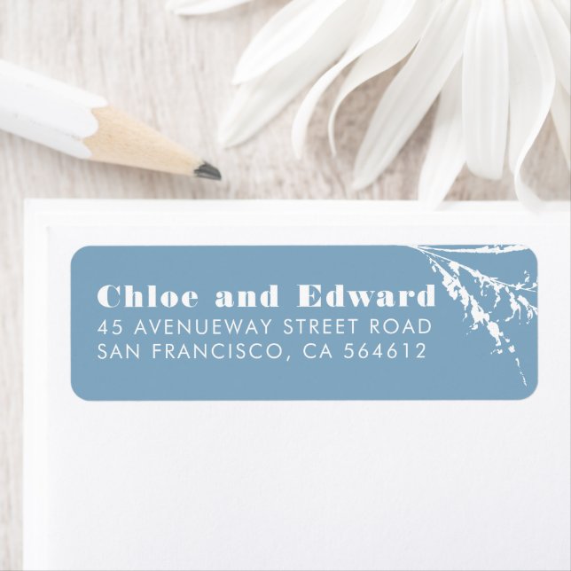 Dusty Blue Elegant Boho Minimalistisch Label (Insitu)