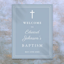 Dusty Blue Elegant Border Baptisse Begrüßungszeich