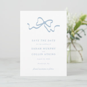 Dusty Blue Elegant Bow Save the Date Einladung