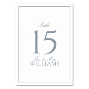 Dusty Blue Elegant Calligraphy Wedding Tischnummer