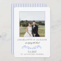 Dusty Blue Elegant Classic Floral mit Foto