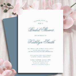 Dusty Blue Elegant Classic Script Brautparty Einladung