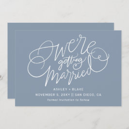 Dusty Blue Elegant Einfache handgeschriebene Kalli Save The Date