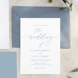 Dusty Blue Elegant Einladungen für Hochzeiten