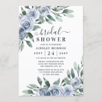 Dusty Blue Elegant Floral Boho Rose Brautparty