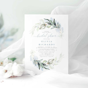 Dusty Blue Elegant Grünes Brautparty Einladung