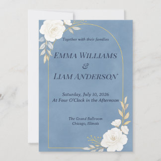 Dusty Blue Elegant Minimalist Wedding Invitation Einladung