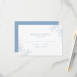 Dusty Blue Elegant Minimalistisch Botanisch RSVP Karte