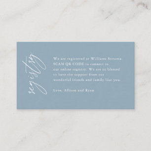 Dusty Blue Elegant QR Code Wedding Registry Gesche Begleitkarte