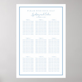 Dusty Blue Elegant Script Hochzeitsdiagramm Poster