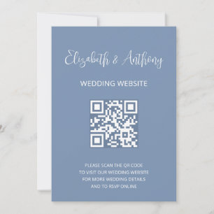 Dusty Blue Elegant Script   QR Code Wedding RSVP Einladung