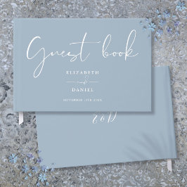Dusty Blue Elegant Script Wedding Gästebuch