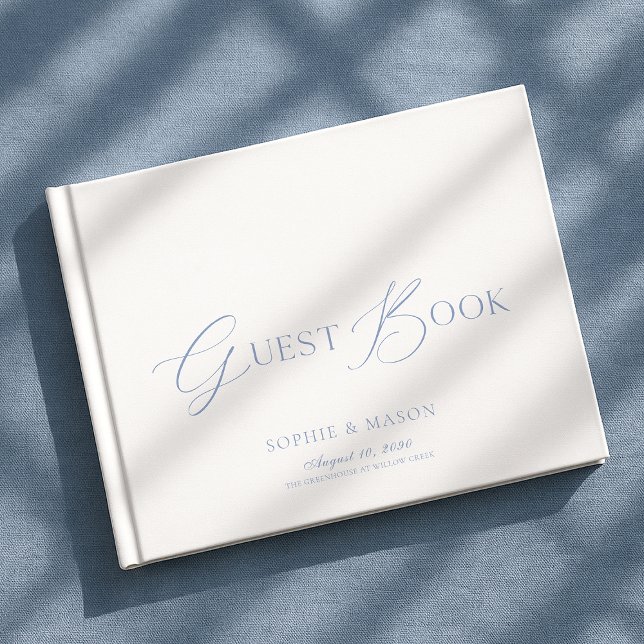 Dusty Blue Elegant Script Wedding Guest Book Gästebuch (Von Creator hochgeladen)