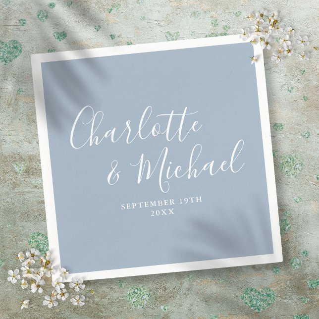 Dusty Blue Elegant Signature Wedding Serviette (Dusty Blue Elegant Signature Wedding Napkins)