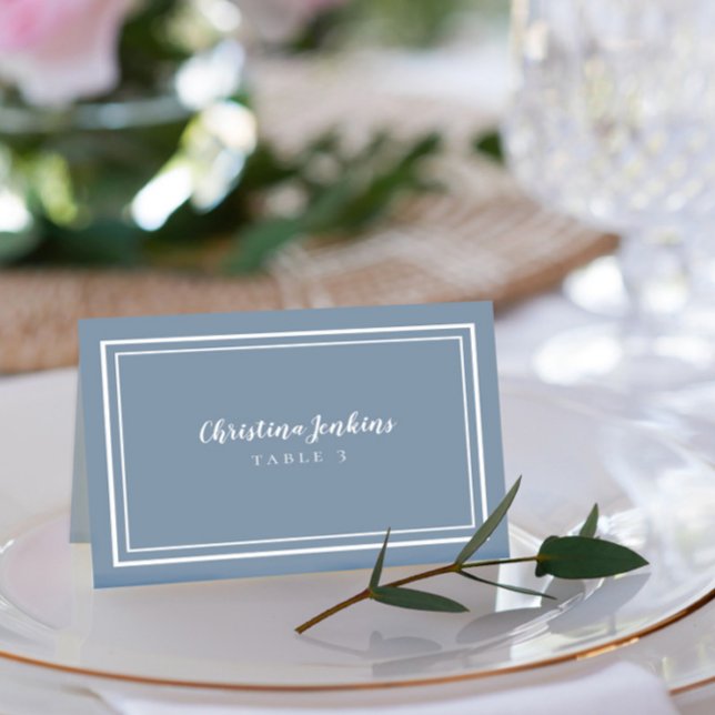 Dusty Blue Elegant Wedding Custom Guest Platzkarte Tischnummer (Von Creator hochgeladen)