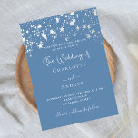 Dusty blue elegant wedding invitation einladung<br><div class="desc">Dusty blue background,  decorated with white stars.  Personalize and andd your names and the details.
Back: dusty blue background.</div>