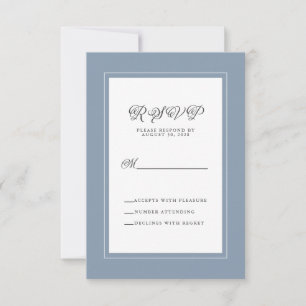 Dusty Blue Elegant Wedding Moderne Replik Einladun RSVP Karte
