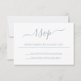 Dusty Blue Elegant Wedding RSVP Karte