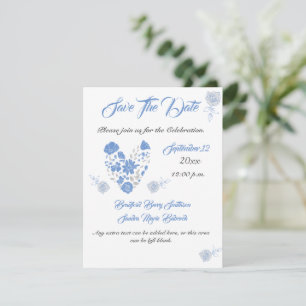 Dusty Blue Elegant White Gray Blumenherz Hochzeit Save The Date