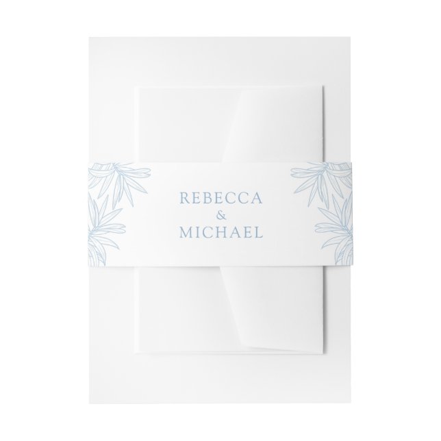 Dusty Blue Elegante Botanische Hochzeit Einladungsbanderole (Vorderseite Beispiel)