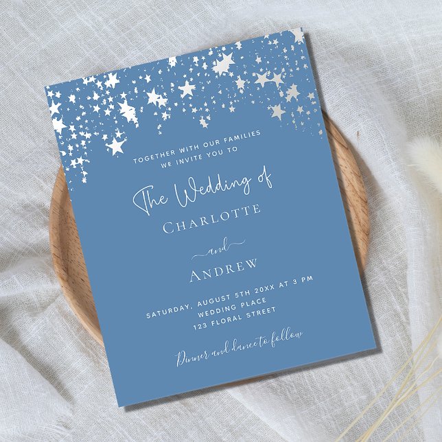 Dusty Blue elegante Budget Hochzeitseinladung Flyer (Von Creator hochgeladen)