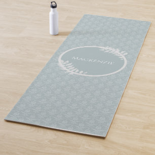 Dusty Blue Elegante Damask Personalisiert Yogamatte