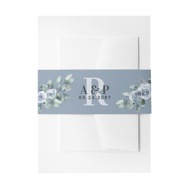 Dusty Blue Elegante Floral Boho Rose Rustikale Hoc Einladungsbanderole (Vorderseite Beispiel)