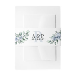 Dusty Blue Elegante Floral Boho Rose Rustikale Hoc Einladungsbanderole