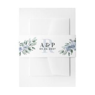 Dusty Blue Elegante Floral Boho Rose Rustikale Hoc Einladungsbanderole